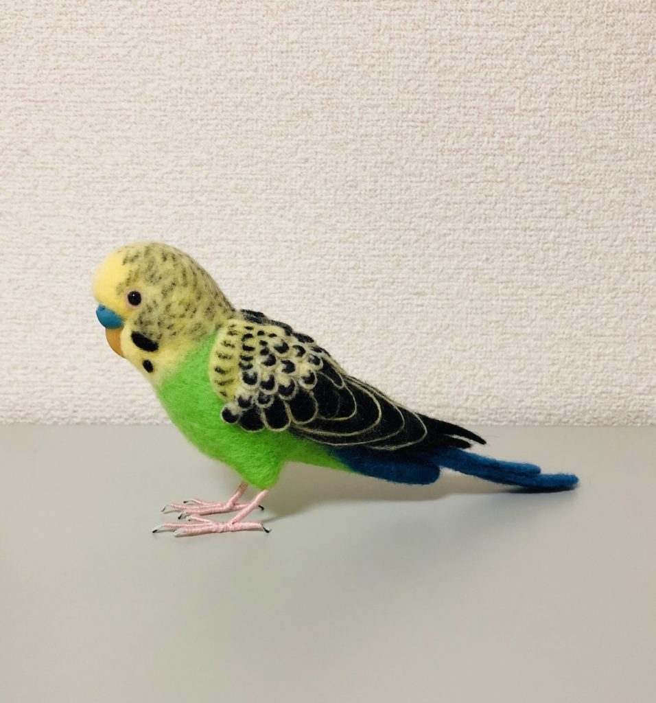 羊毛フェルト セキセイインコその１ 大阪北摂池田 川西ゆみ羊毛フェルト 編物教室 オーダー